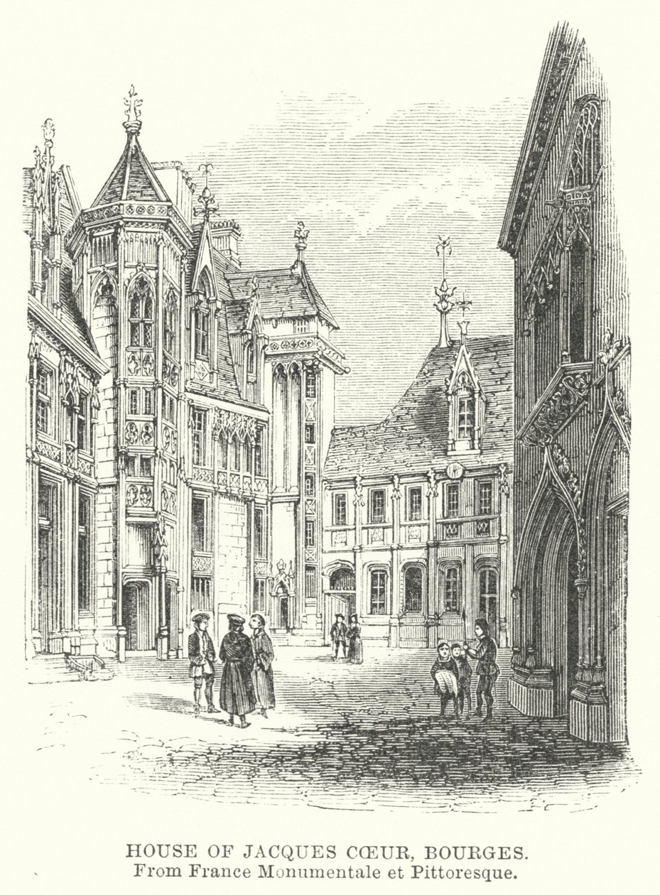 Jacques Coeurs hus, Bourges (kobberstik) af English School