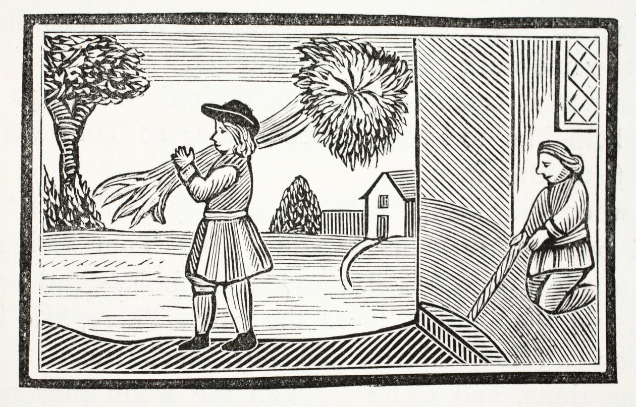 Hvordan Tom Hickathrifts stor styrke blev kendt, illustration fra Chap-books of the Eighteenth Century af John Ashton, pub. 1882 af English School