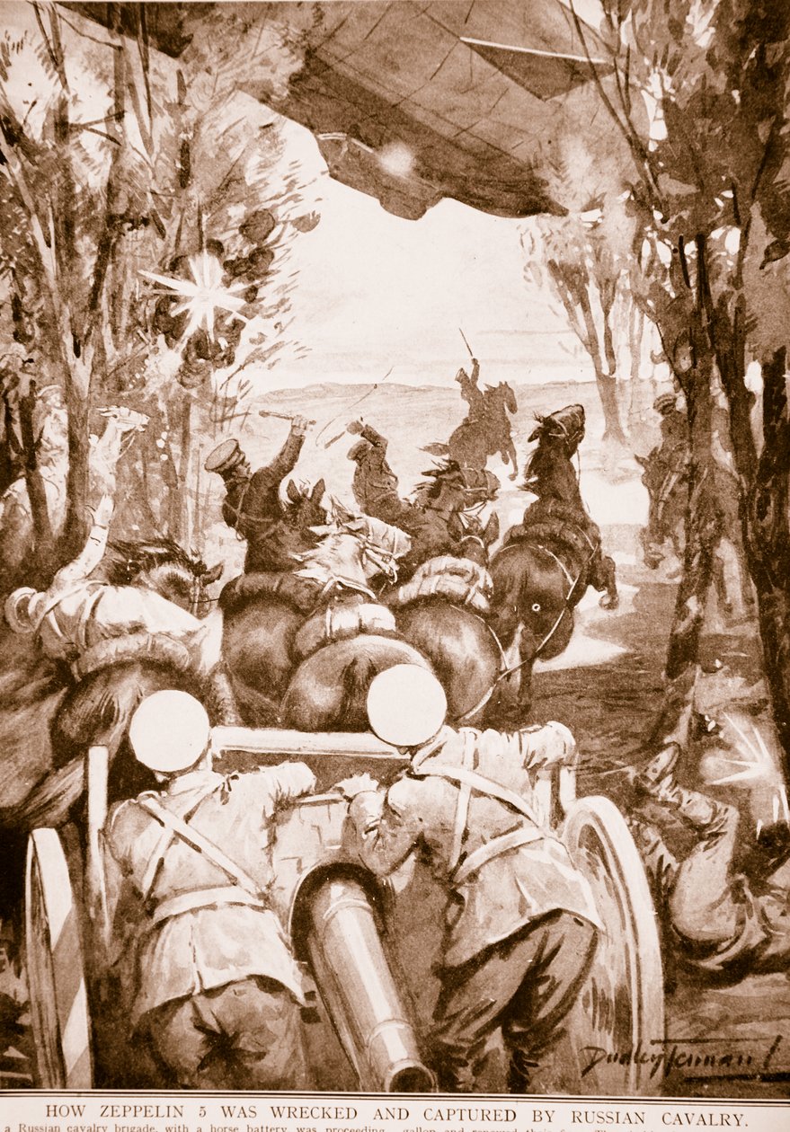 Hvordan Zeppelin 5 blev vraget og fanget af russisk kavaleri, 1914-19 af English School