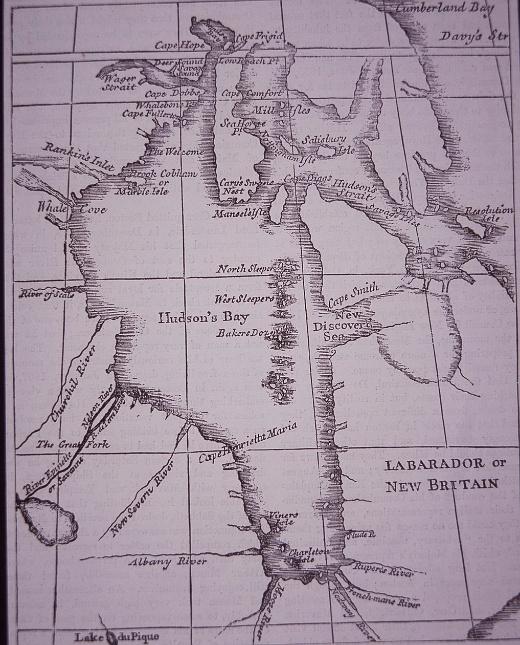 Hudson Bay Company, kort over Hudson Bay offentliggjort i 1744 af English School