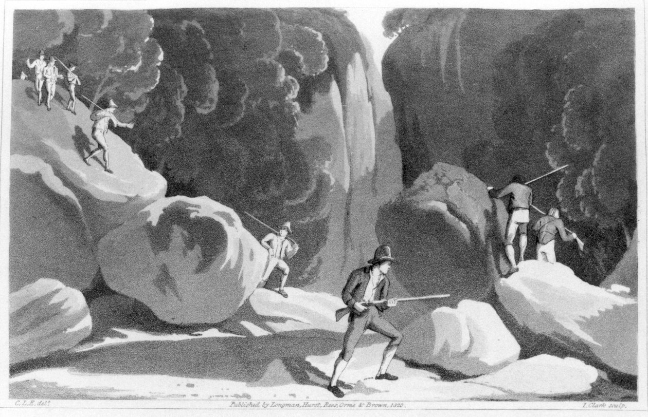 Jagtbanditter i Italien, fra tre måneder passeret i bjergene øst for Rom i 1819 af Maria Graham (1785-1842) 1820 af English School