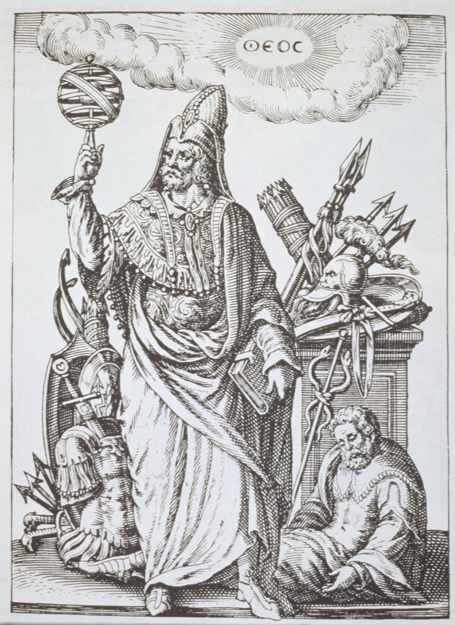 Ideel figur af Hermes Trismegistus, kopi af illustration fra The Divination and Magical Sights af Jean-Jacques Boissard, 1605, udgivet sent i det 19. århundrede af English School