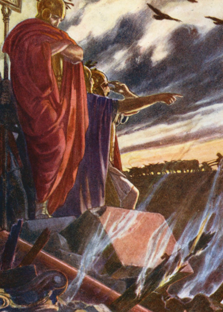 Illustration til fortællinger fra romersk historie (farvelitografi) af English School
