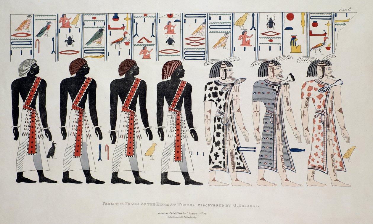 Illustration fra Kongernes Grave i Theben, opdaget af G. Belzoni, trykt udgivet 1820 af English School