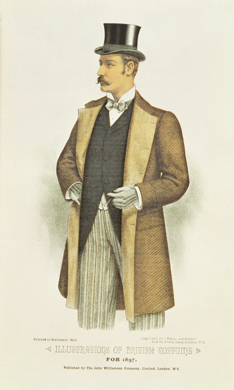 Illustration af britisk kostume, pub. af John Williamson Company Ltd, 1897 af English School