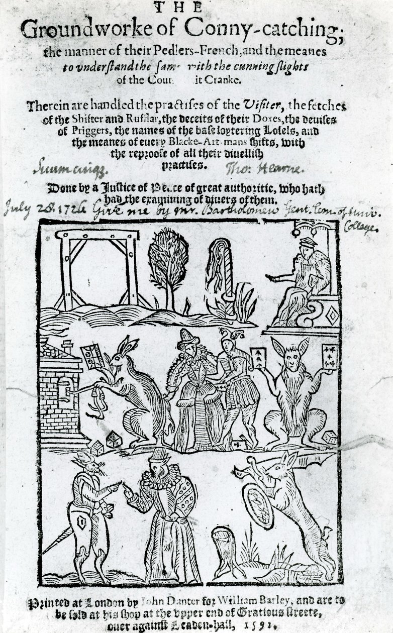Illustration af Groundworke of Conny-catching, 1592 af English School