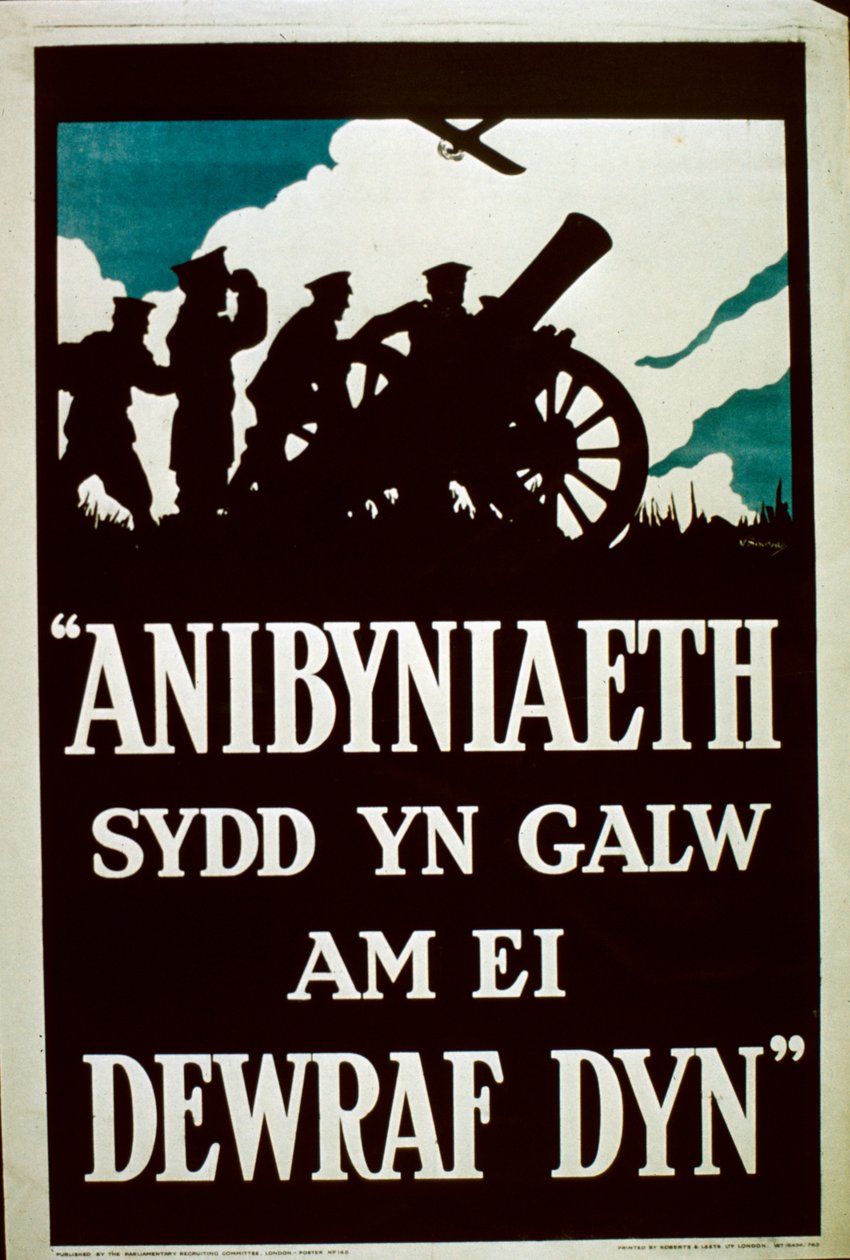 Uafhængighed opfordrer til de modigste af mænd - walisisk WWI-plakat af English School