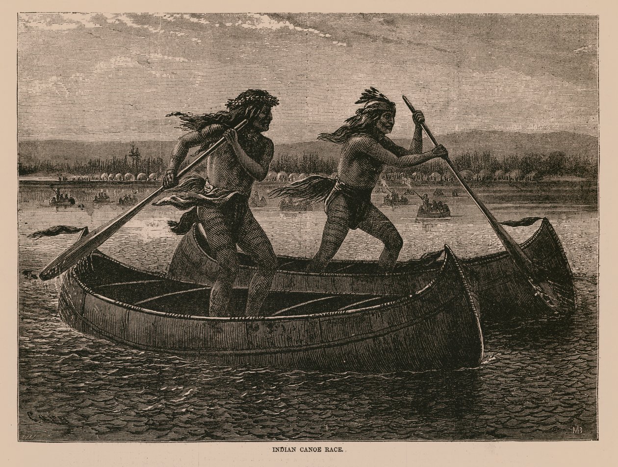 Indian Canoe Race (gravering) af English School