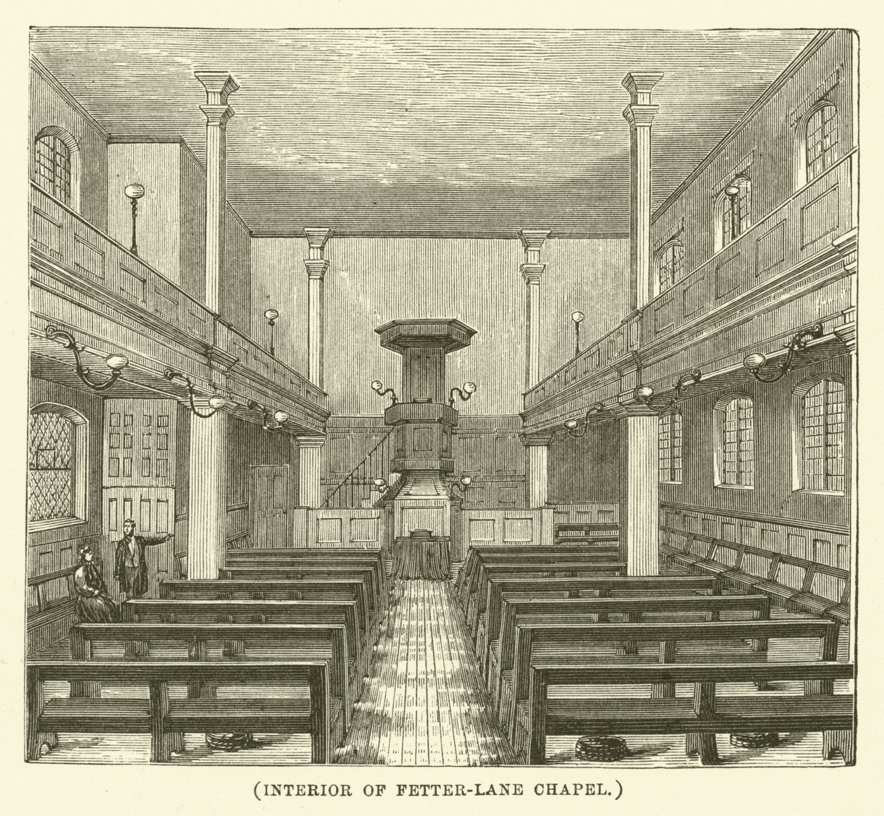 Interiør af Fetter-Lane-kapellet (gravering) af English School