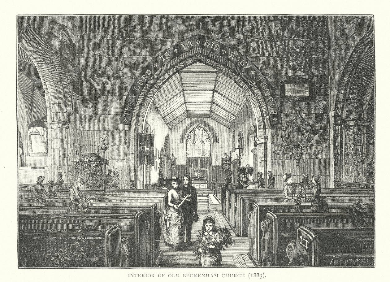 Interiør i den gamle Beckenham-kirke af English School