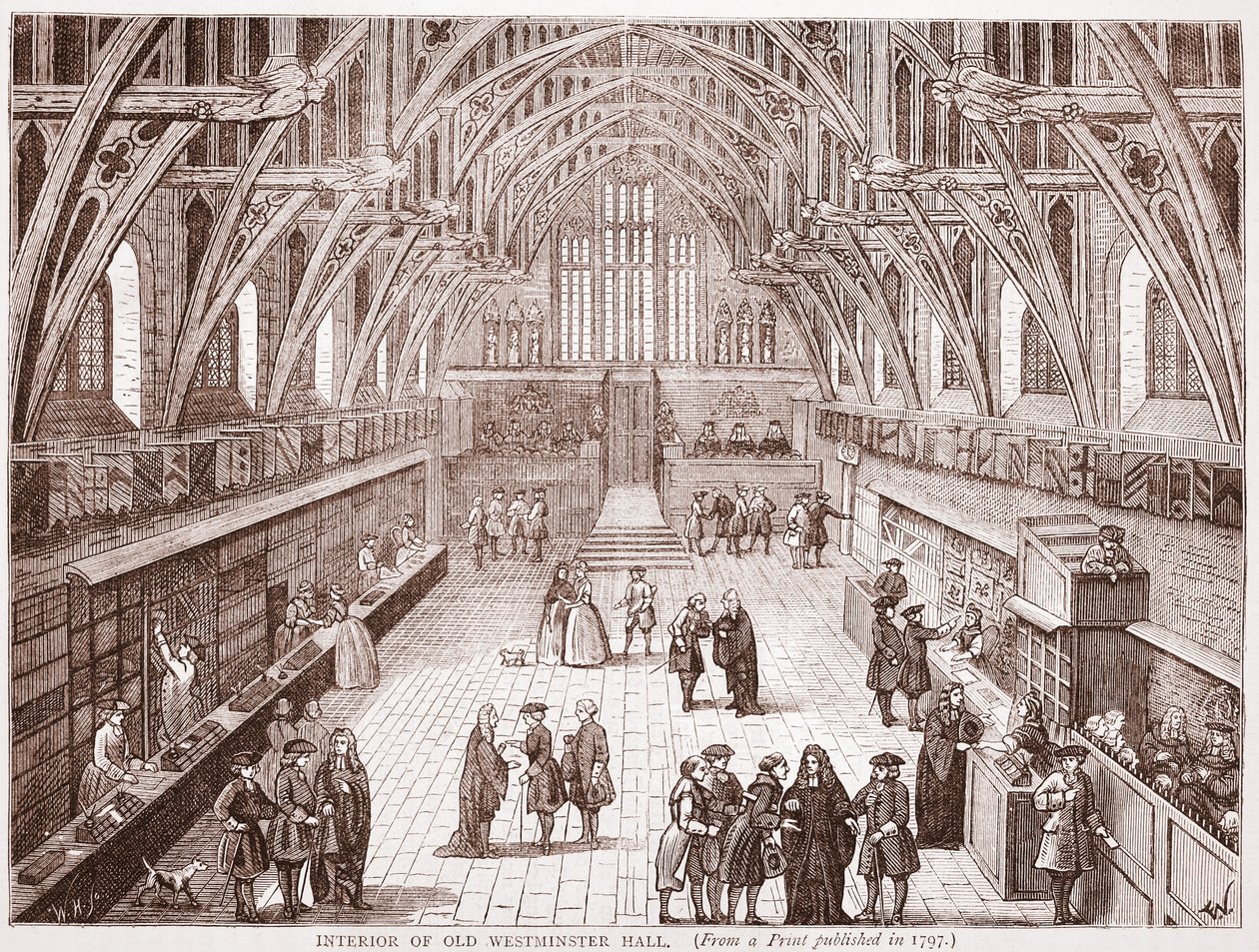 Interiør af Old Westminster Hall, fra et tryk udgivet i 1797 af English School