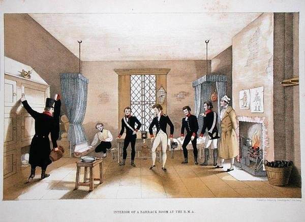 Interiør af et kasernerum på R.M.A. (farve litho) af English School