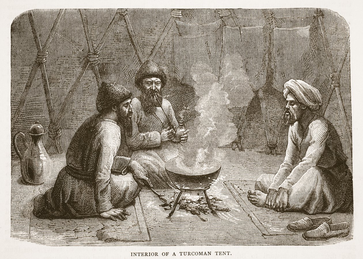 Interiør af et Turcoman-telt, illustration fra Cassells Illustrated History of England af English School