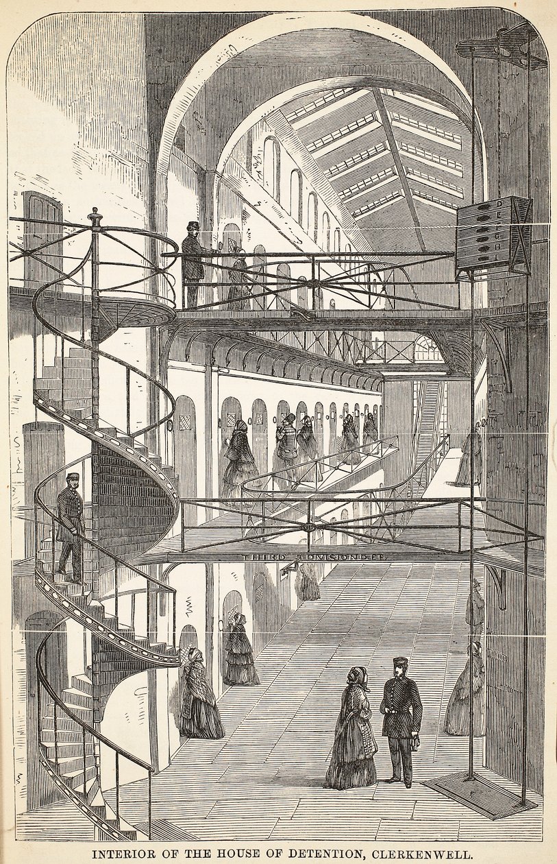 Interiør af House of Detention, Clerkenwell, illustration fra The Criminal Prisons of London og Scenes from Prison Life af Henry Mayhew og John Binny, pub. 1862 af English School