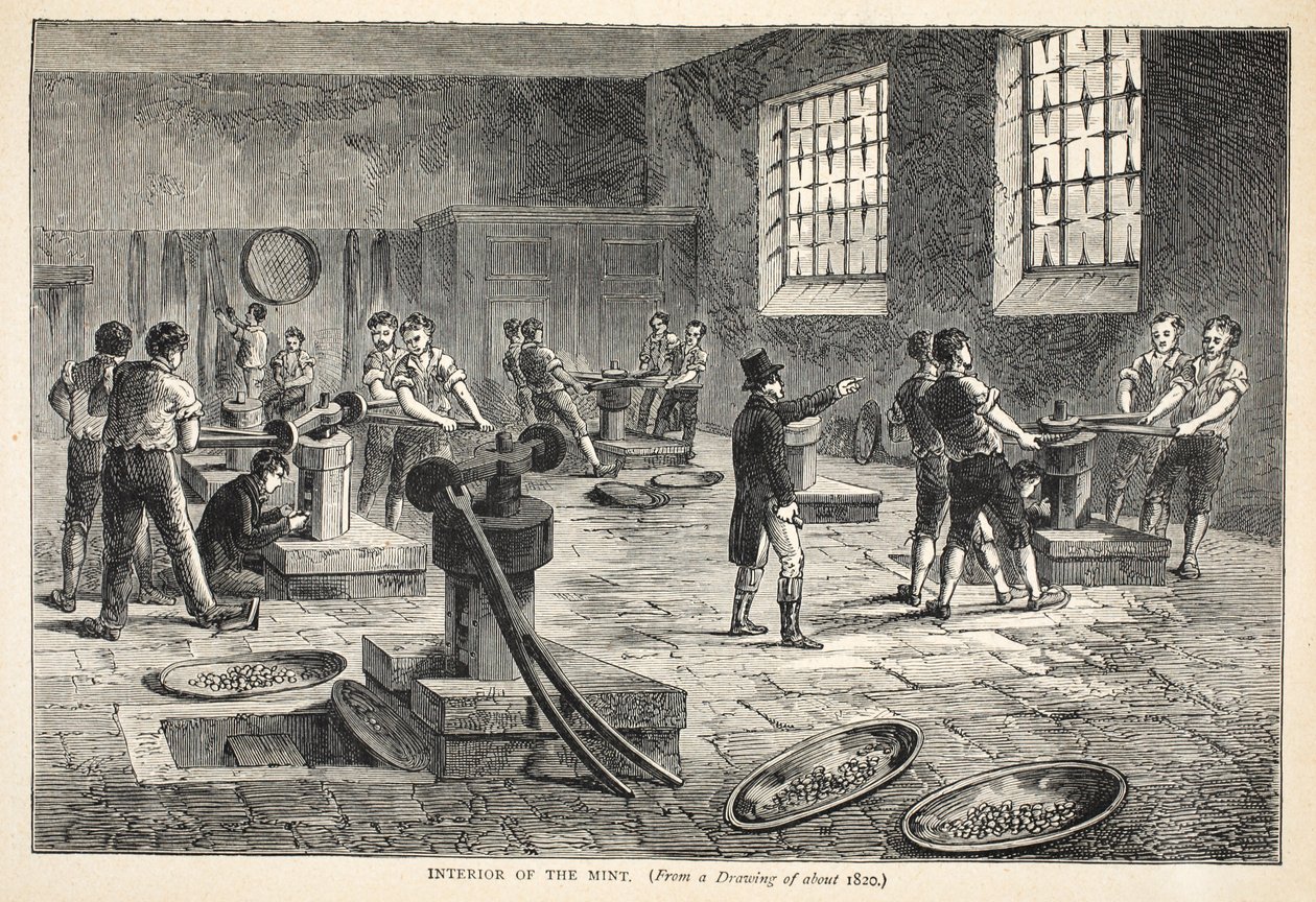 Møntens indre, fra en tegning fra omkring 1820 af English School