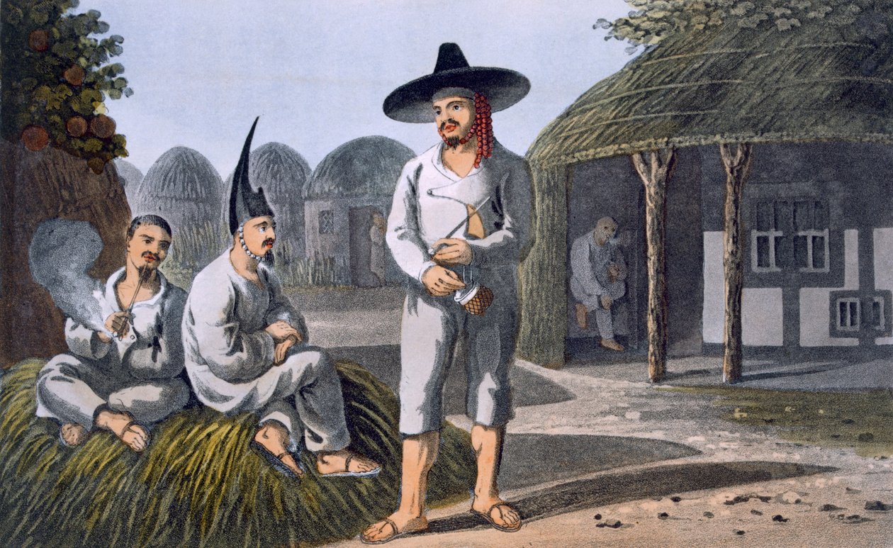 Islanders of Sir James Halls Group, 1820 (farvet akvatint) af English School