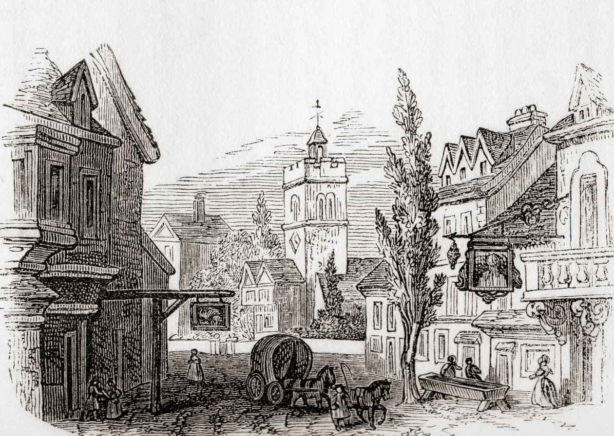 Islington, Greater London, England i 1760, fra Old England: A Pictorial Museum, pub. 1847 af English School