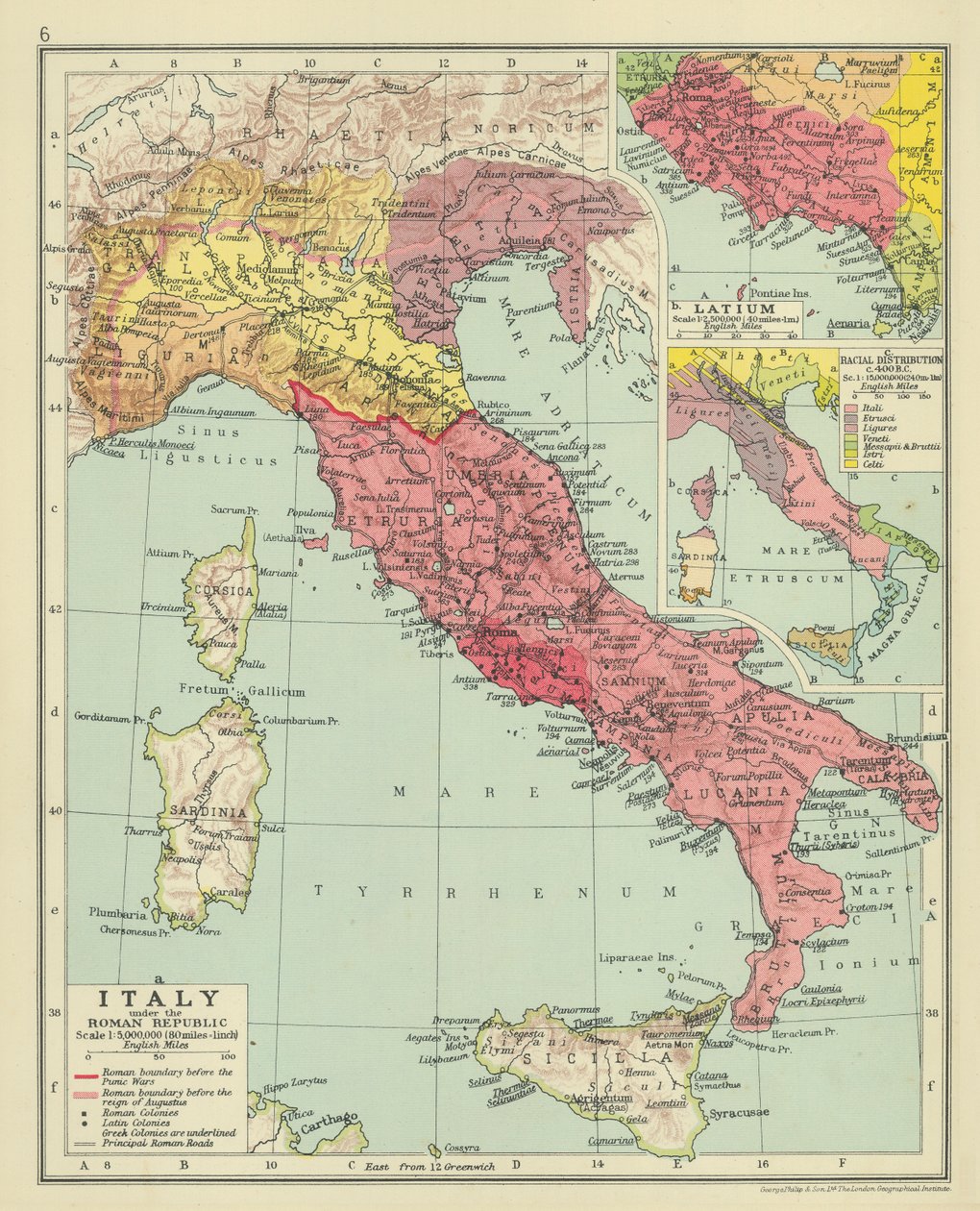 Italien under den romerske republik (farvelitografi) af English School