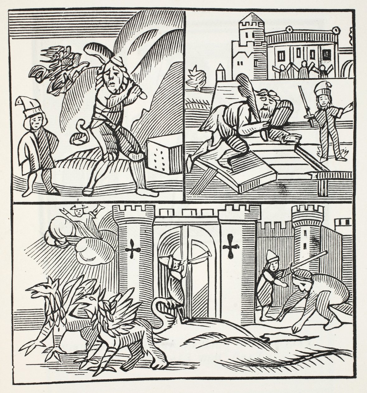 Jack and the Giants, illustration fra Chap-books of the Eighteenth Century af John Ashton, pub. 1882 af English School