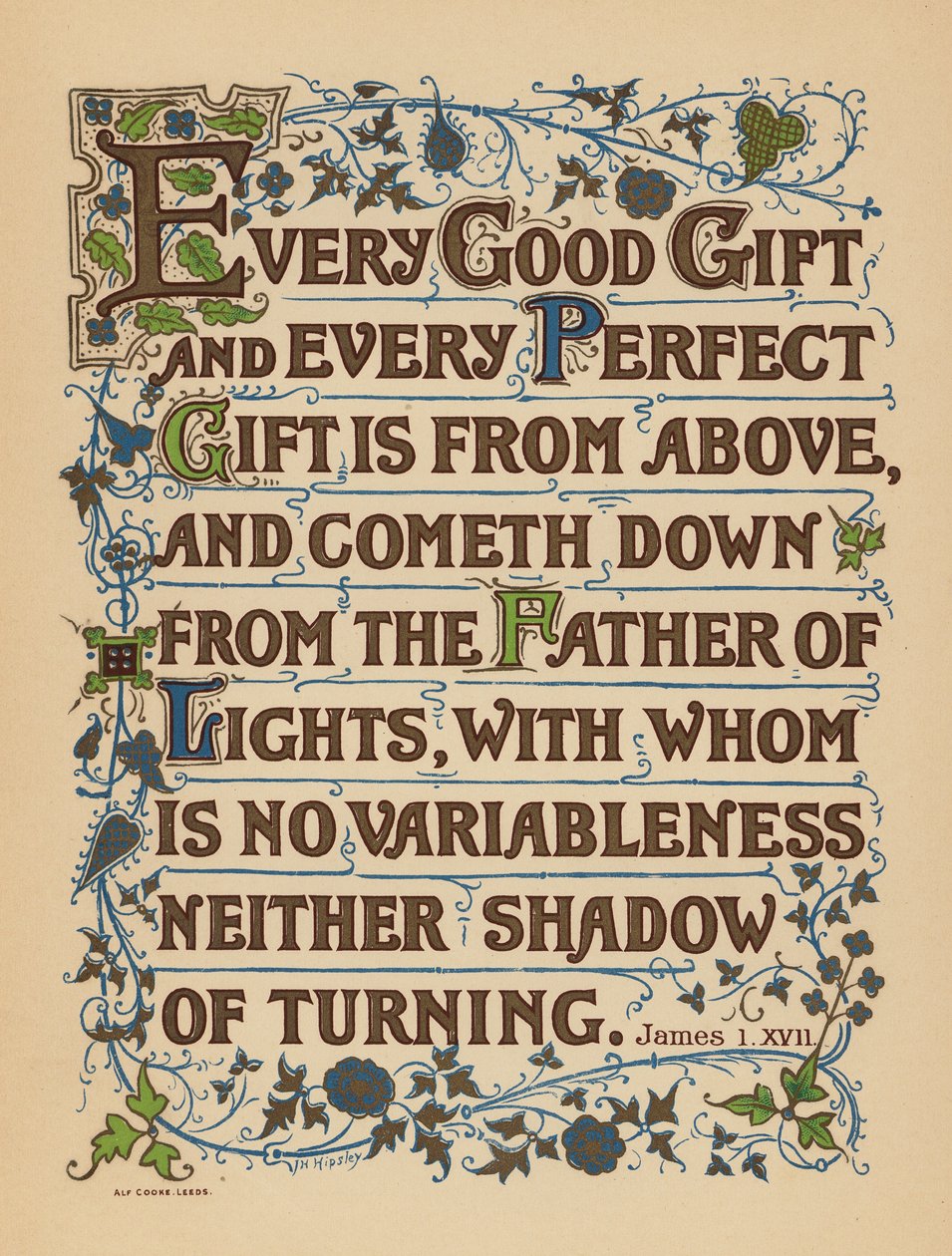 Jakob 1:17 (farvelitografi) af English School