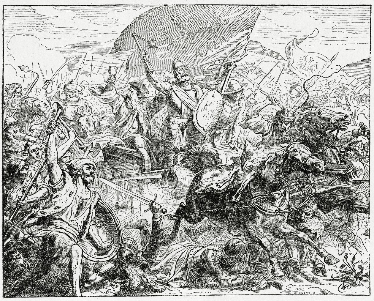 Jan Zizka på den vindende side i slaget ved Grunwald i 1410, 1882 af English School