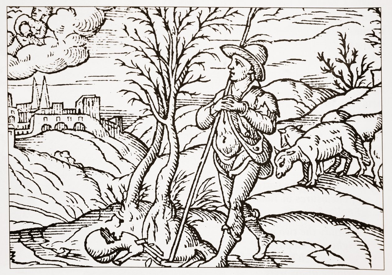 januar fra Spensers The Shepherds Calendar, 1579 af English School