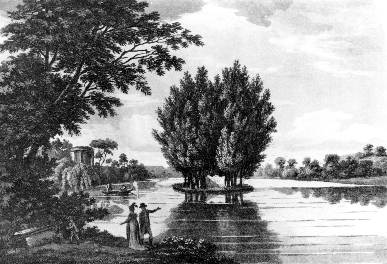 Jean-Jacques Rousseau (1712-78) grav i Ermenonville, fra A Sporting Tour Through France in a Series of Letters to the Earl of Darlington af oberst Thomas Thornton, udgivet 1806 (bw foto) af English School