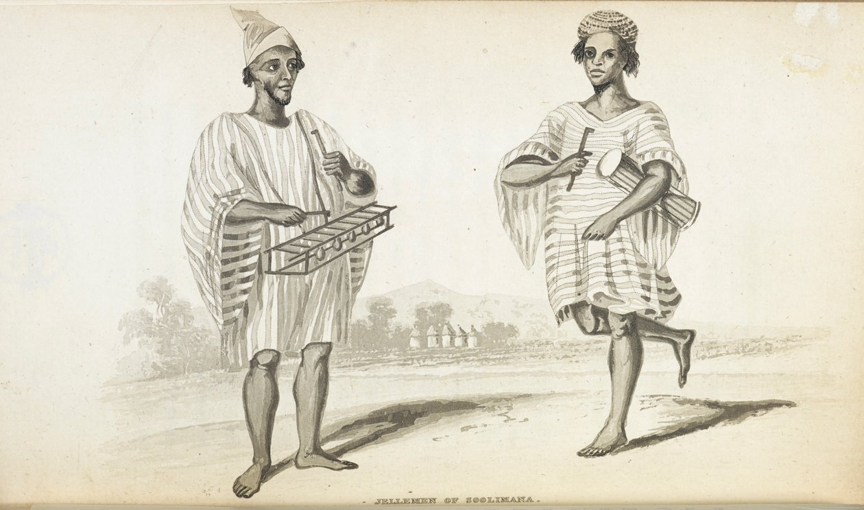 Jellemen af ​​Solimana. The Musicians of West Africa, af Alexander Gordon Laing, publ. 1825 (medlemmer) af English School