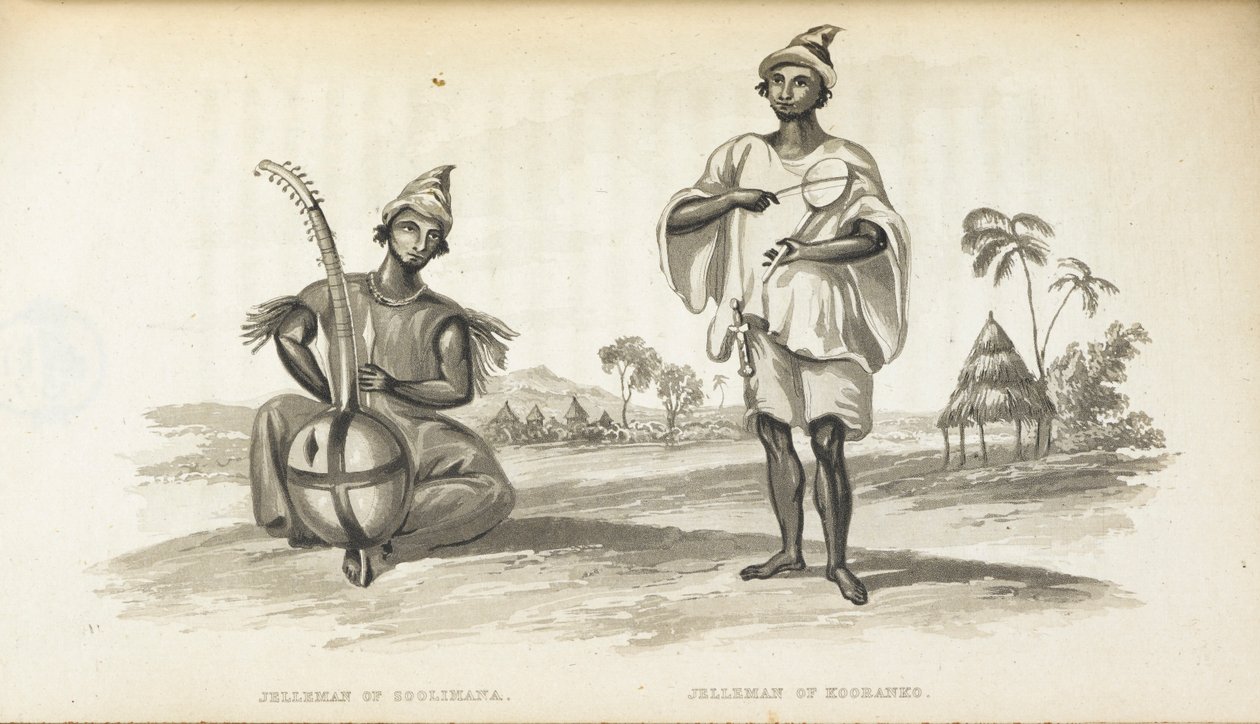Jellemen af ​​Solimana. The Musicians of West Africa, af Alexander Gordon Laing, publ. 1825 (medlemmer) af English School