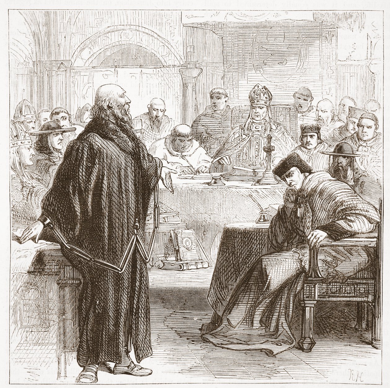 Jerome taler ved sin retssag, illustration fra The History of Protestantism af James Aitken Wylie (1808-1890), pub. 1878 af English School