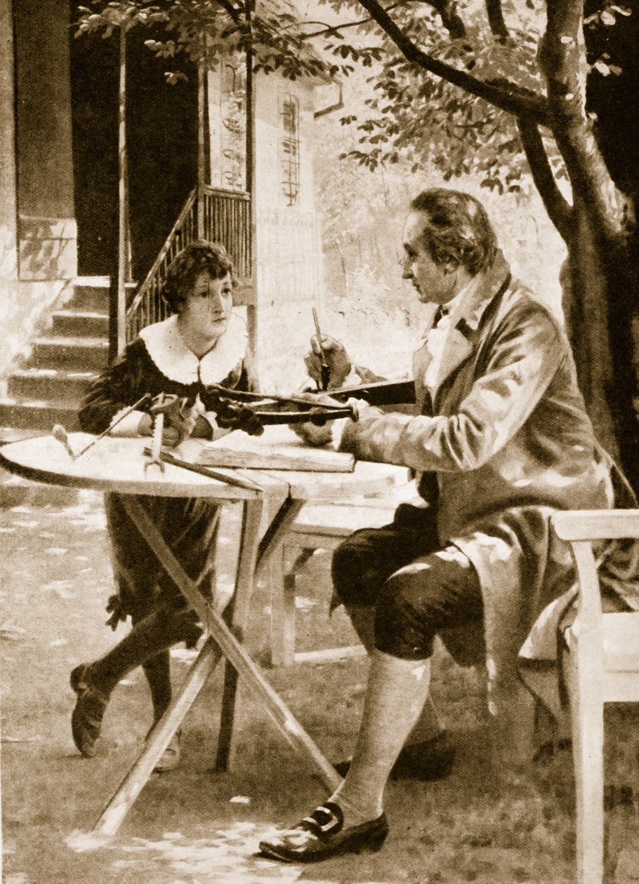 Johann Wolfgang von Goethe instruerer sin søn, August, hvordan man skyder med en armbrøst af English School
