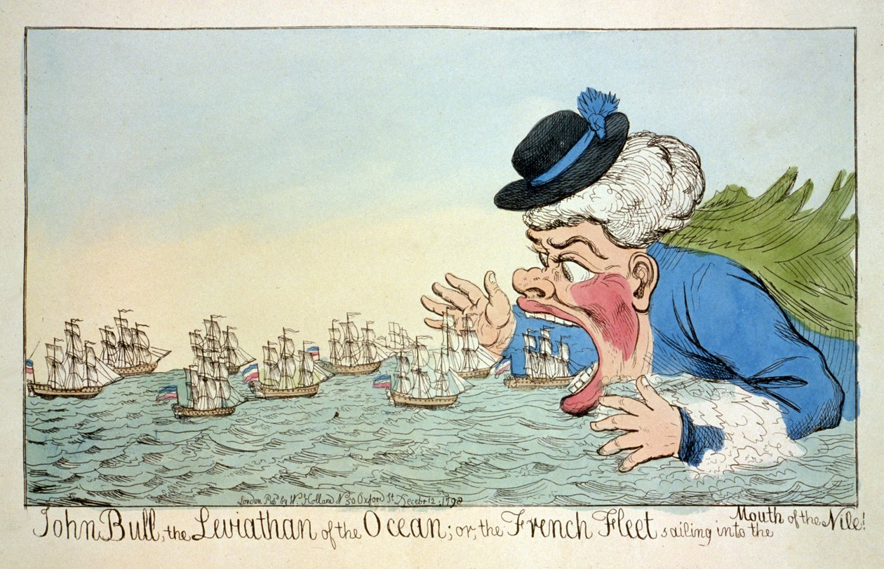 John Bull, havets Leviatan eller den franske flåde, der sejler ind i Nilens mund 12. december af English School