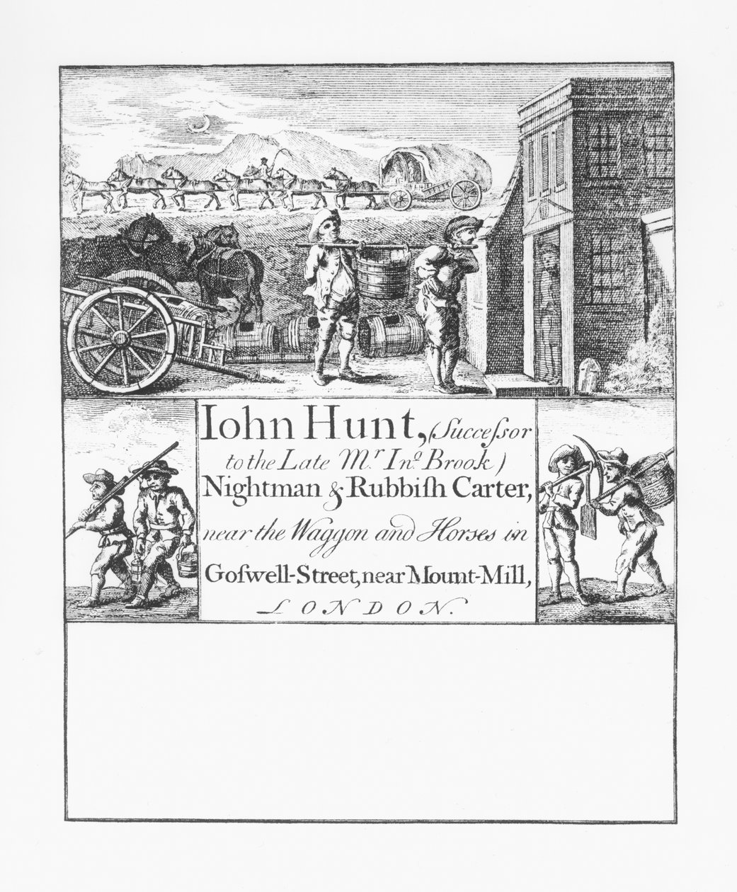 John Hunt, Nightman and Rubbish Carter, nær Wagon and Horses i Goswell Street, nær Mount Mill, London af English School