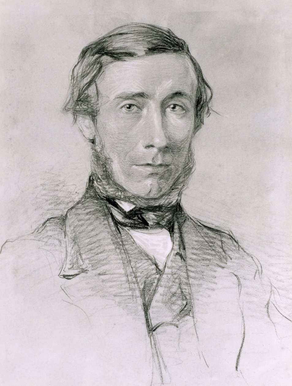 John Tyndall (1820-93) (kul forhøjet med hvidt på papir) af English School