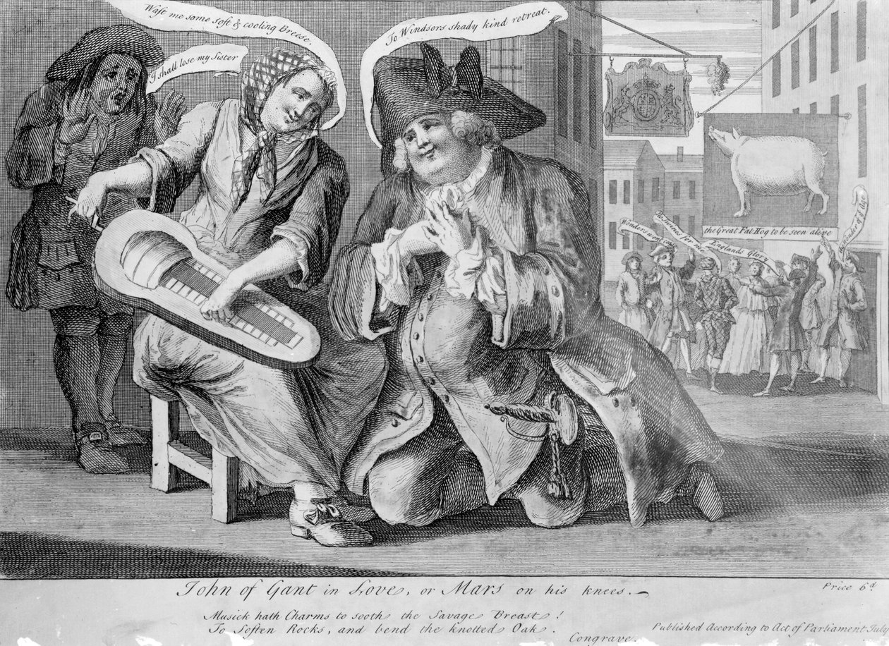 John of Gant in Love, eller Mars på knæ, 1749 af English School