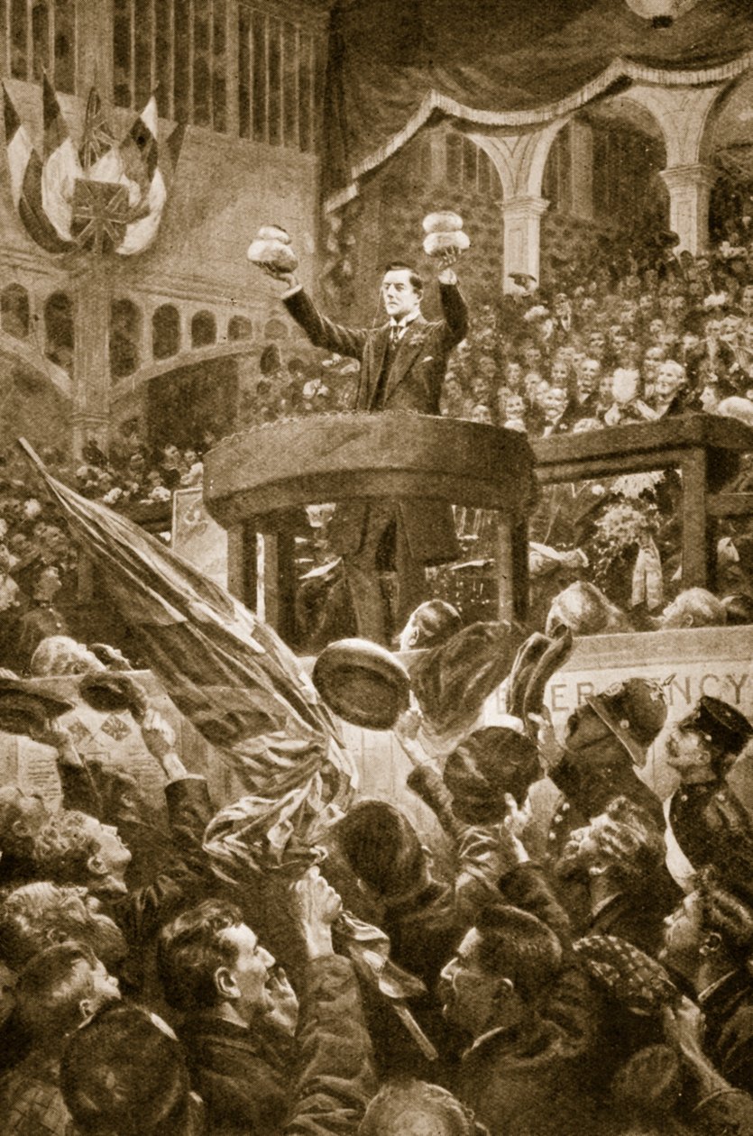 Joseph Chamberlain i Bingley Hall, Birmingham den 4. november 1903 af English School
