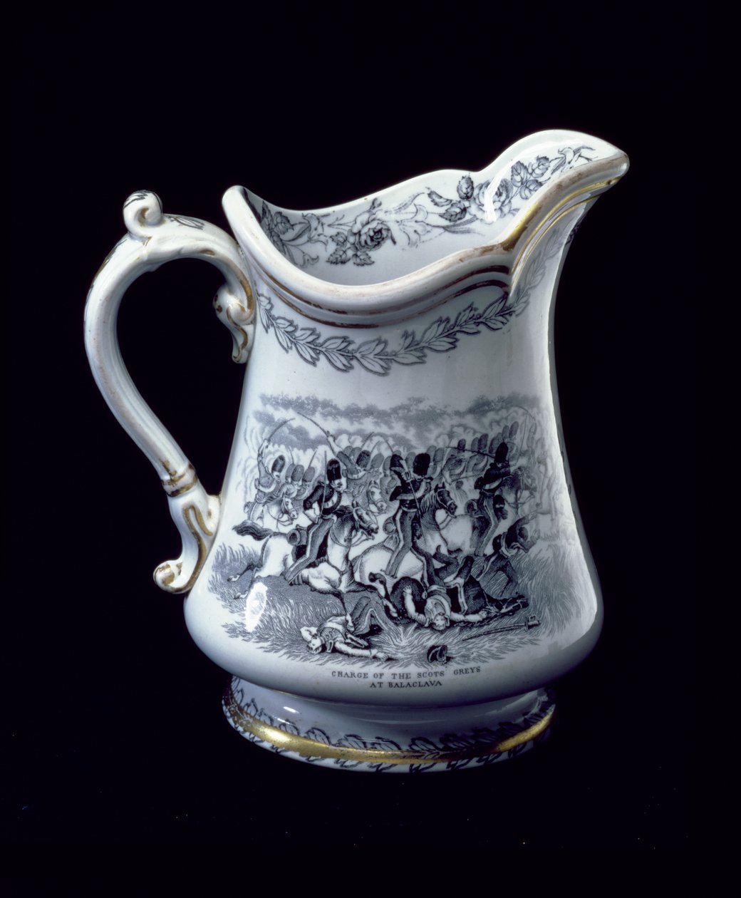 Kande med en skildring af Charge of the Scots Greys ved Balaclava (keramik) af English School