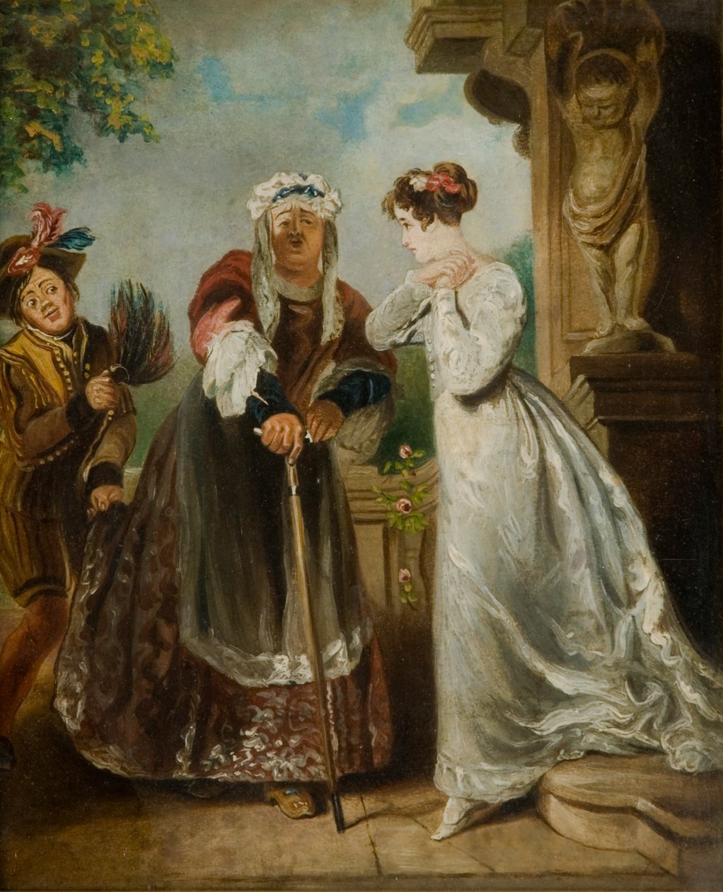 Juliet og sygeplejersken (olie på kort) af English School