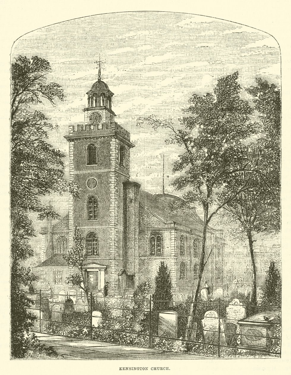 Kensington Church (gravering) af English School