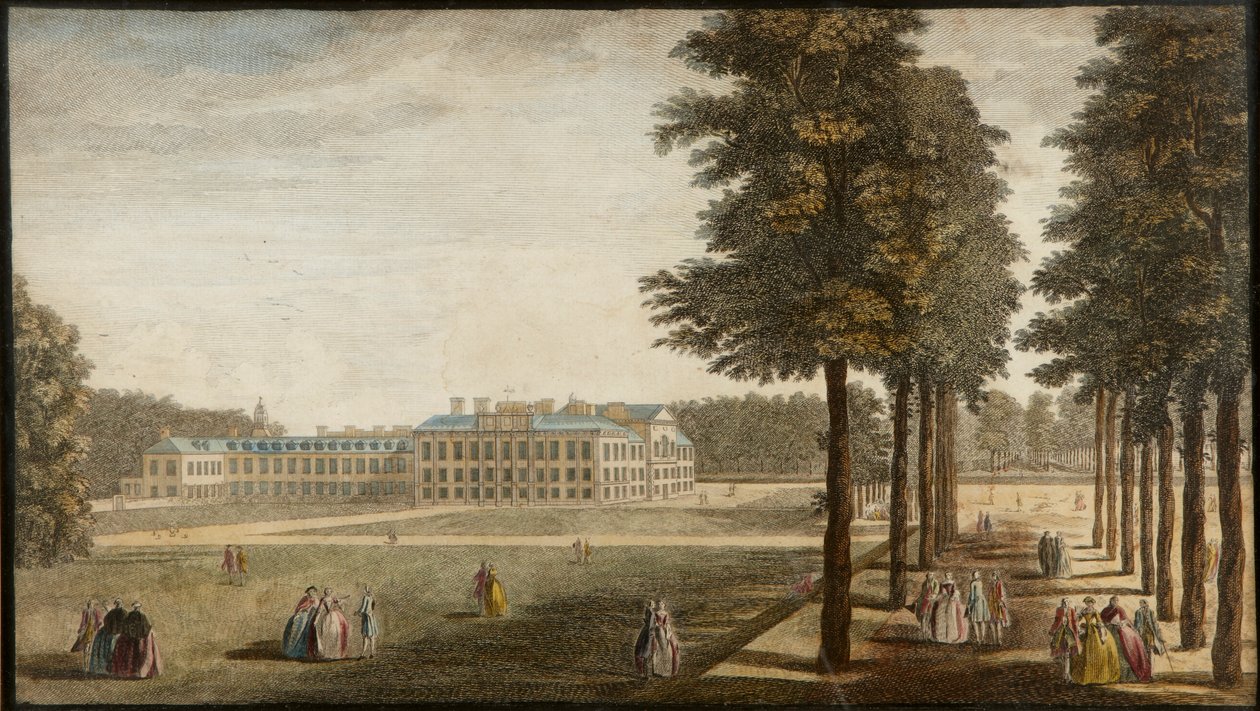 Kensington Palace, ca. 1740-60 (håndfarvet gravering) af English School