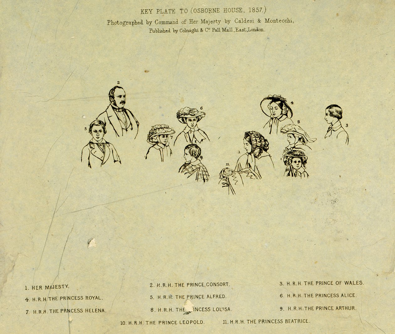 Nøgleplade til portræt af den kongelige familie i Osborne House, 1857 (se 190050) af English School