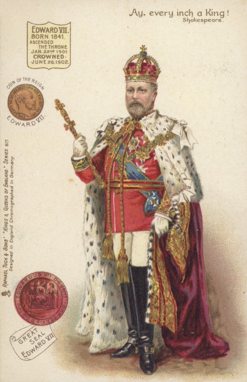 Kong Edward VII (farvelitografi) af English School