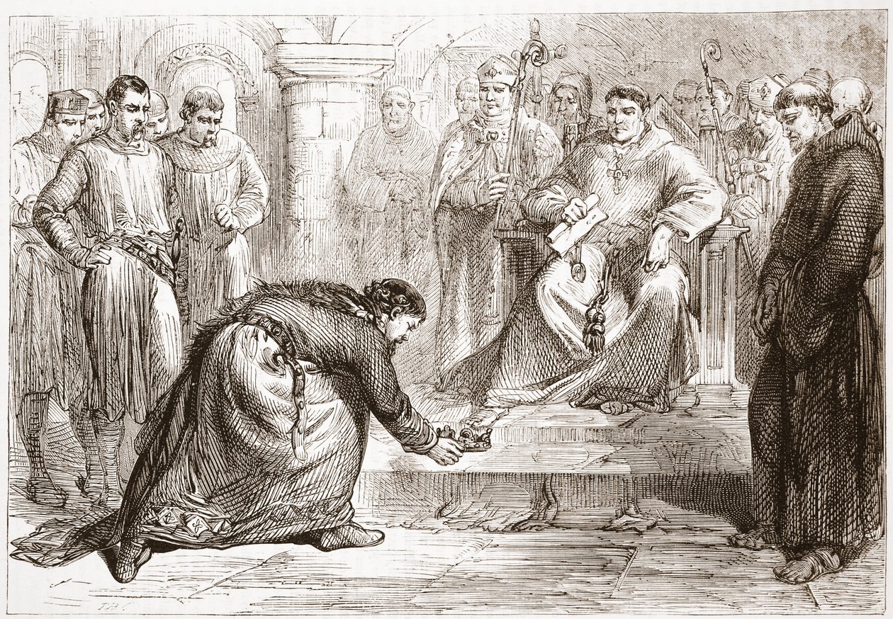 King John and the Popes Legate, illustration fra The History of Protestantism af James Aitken Wylie (1808-1890), pub. 1878 af English School