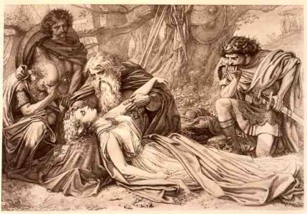 King Lear, Act 5 Scene 3, af William Shakespeare (1564-1616) (gravering) af English School