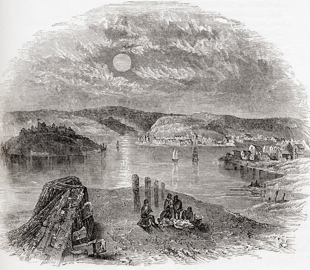 Kinsale, County Cork, Irland i det 19. århundrede, fra Old England: A Pictorial Museum, pub. 1847 af English School