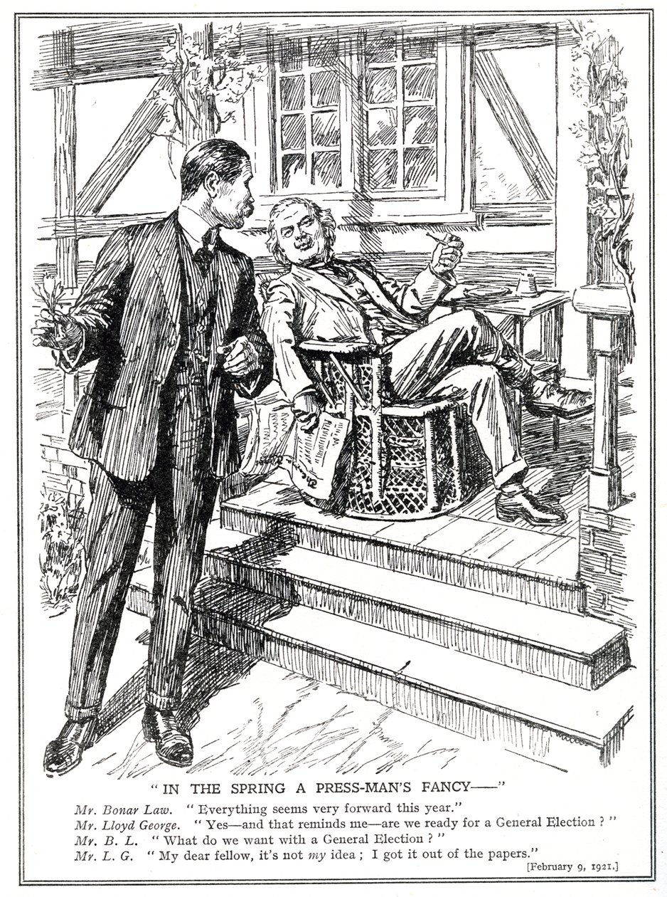 LLoyd George og Bonar Law diskuterer udsigten til et parlamentsvalg i februar 1920 af English School