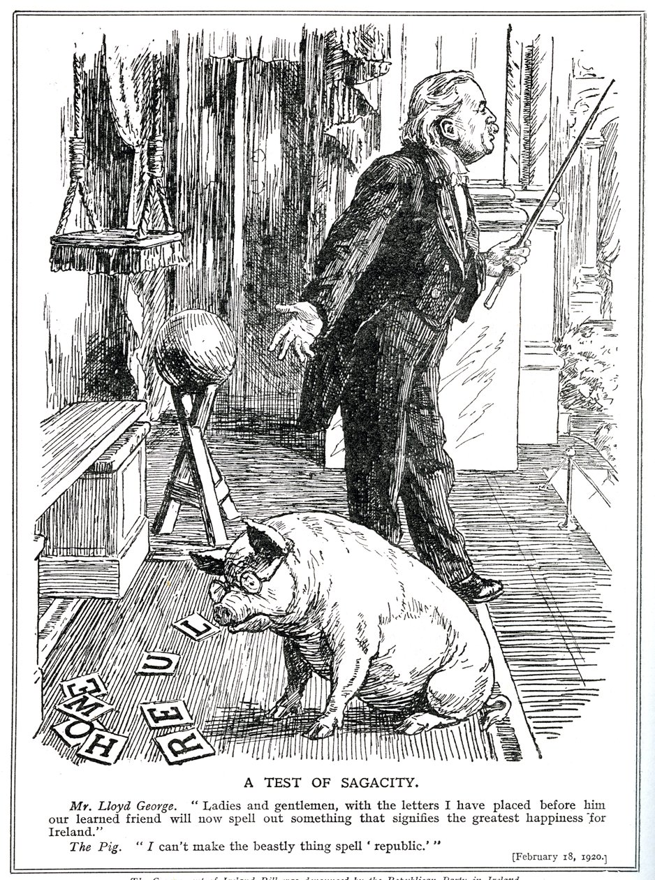 LLoyd George møder modstand mod sit lovforslag om regering i Irland fra det irske republikanske parti. februar, 1920 af English School