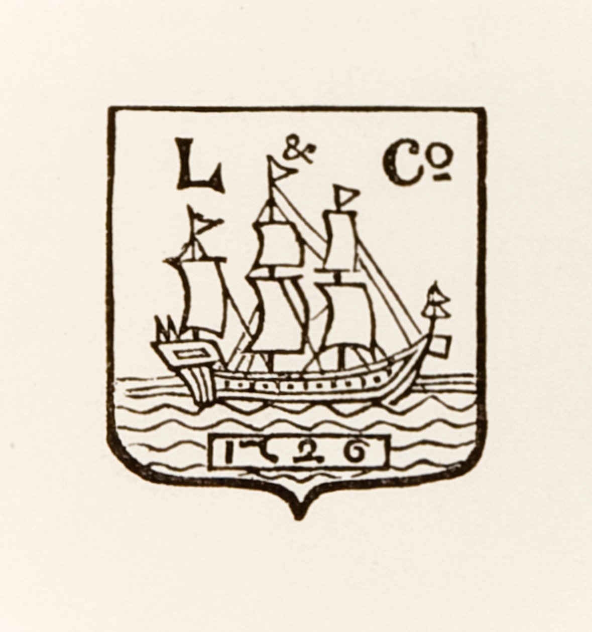 L & Co Ship 1726 logo brugt af Longmans Green and Company af English School