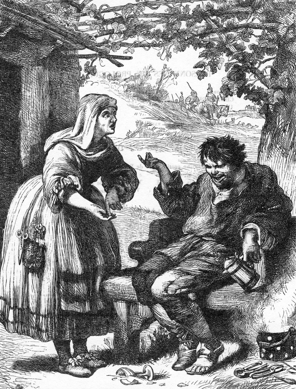 La Megere tamed (The Taming of the Shrew) - Illustration i "" Værker komplet af William Shakespeare""" 1866 - Illustrationerne og den generelle form for denne udgave er lånt fra Cassells illustrerede Shakespeare, udgivet i London af English School