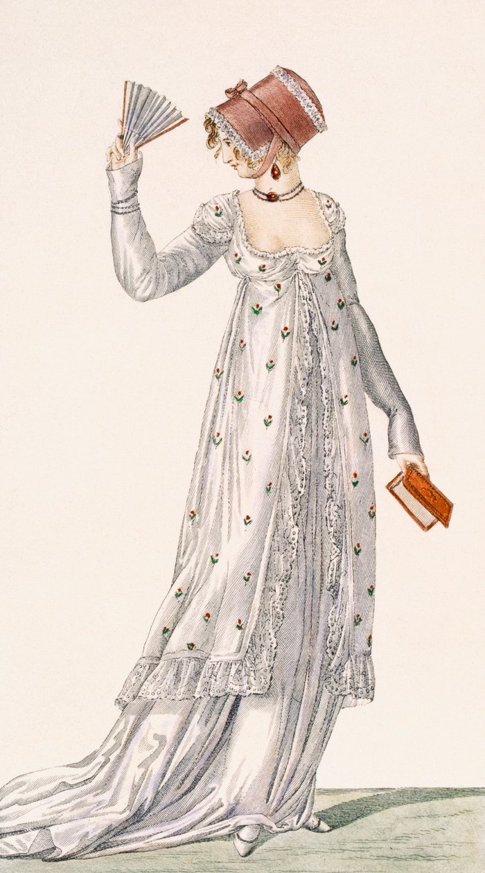 Dame aftenkjole, modetallerken fra Ackermanns Repository of Arts, pub. 1814 af English School